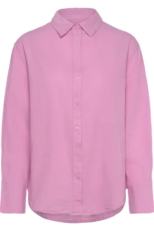Gina Tricot Linen Blend Shirt Tops Shirts Linen Shirts Pink