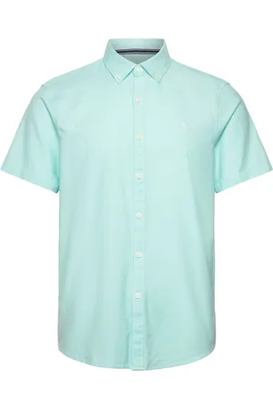 Original Penguin Ss Oxford Strtch No Tops Shirts Oxford Shirt Blue