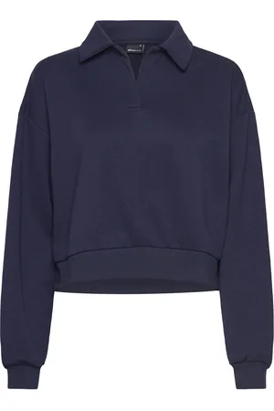 Gina Tricot Collar Sweater Tops Sweatshirts & Hoodies Sweatshirts Navy