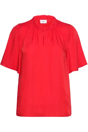 Saint Tropez Brianasz Flared Blouse Tops Blouses Short-sleeved Red