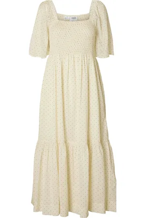 SELECTED Slfdora Ss Aop Ankle Dress B Kjole Cream