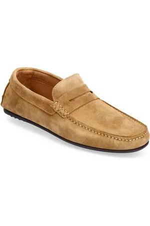 SELECTED Slhsergio Suede Penny Driving Shoe Loafers Flade Sko Brown
