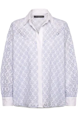French Connection Galina Cotton Embroidered Shir Tops Shirts Short-sleeved Multi/patterned