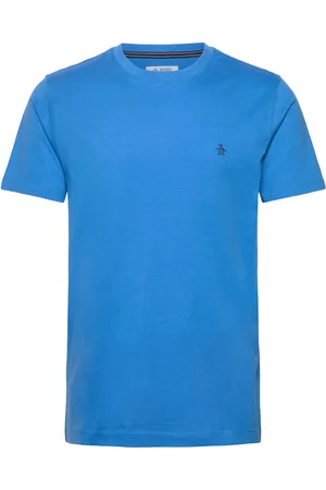 Original Penguin S/S Embroidered Logo Tops T-Kortærmet Skjorte Blue