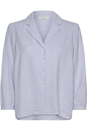 MSCH Mschpennie Ginia 3/4 Shirt Tops Shirts Linen Shirts Blue