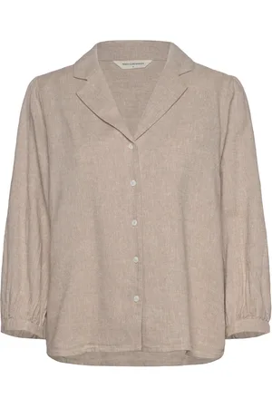 MSCH Mschpennie Ginia 3/4 Shirt Tops Shirts Linen Shirts Beige