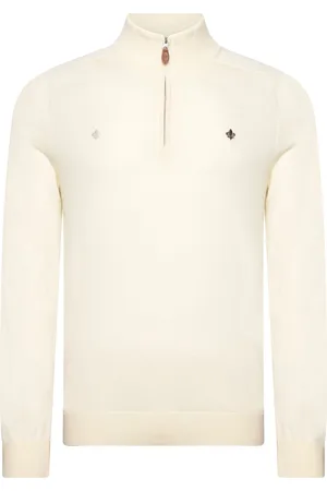 Morris Merino John Zip Tops Knitwear Half Zip Jumpers White