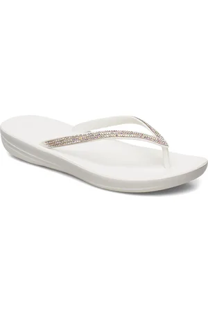 FitFlop Iqushion Sparkle Shoes Summer Shoes Sandals Flip Flops White