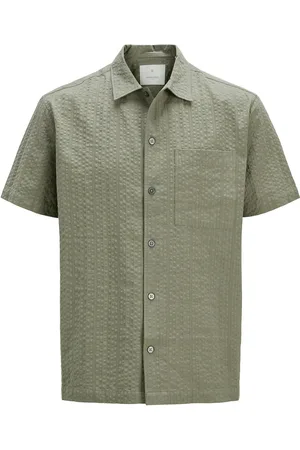 JACK & JONES Jprcceaston Seersucker S/S Shirt Ln Tops Shirts Linen Shirts Green Jack & J S