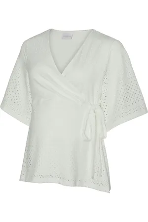Mama;licious Mlangia Tess 24 Jrs Wrap Top 2F Tops Blouses Short-sleeved White