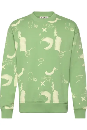 Scotch&Soda Relaxed-Fit Aop Sweatshirt Tops Sweatshirts & Hoodies Sweatshirts Green