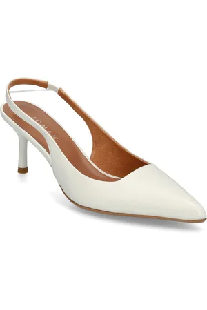 Jonak 264-Diamantine Cuir Shoes Sling Backs Heeled Slingbacks White