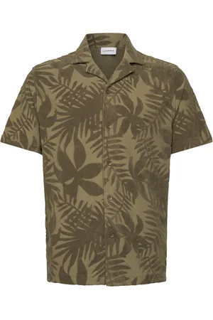 Lindbergh Frotté Shirt Y/D S/S Tops Shirts Short-sleeved Shirts Green