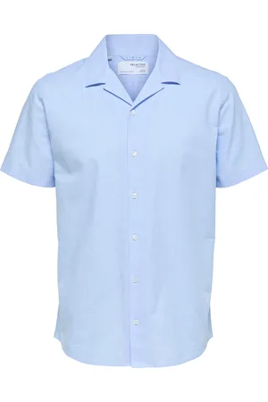 SELECTED Slhrelaxsun Shirt Ss Resort Tops Shirts Short-sleeved Blue