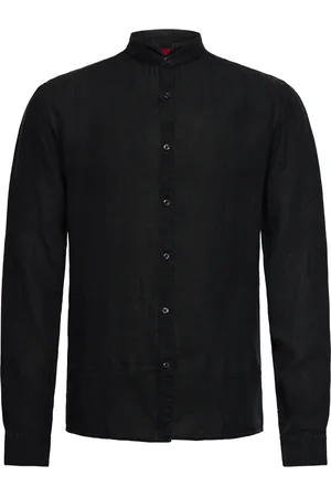 HUGO BOSS Elvory Designers Shirts Linen Shirts Black