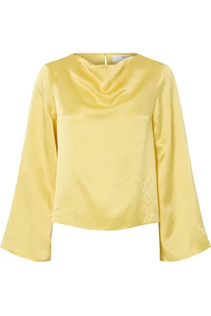 SELECTED Slfselene Ls Draped Neckline Top B Tops Blouses Long-sleeved Yellow