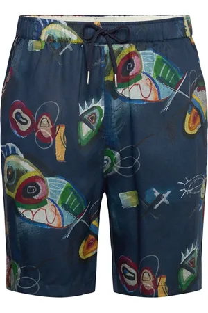 Scotch&Soda Fave - Relaxed Fit Printed Tencel Bermuda Short Bottoms Shorts Casual Navy