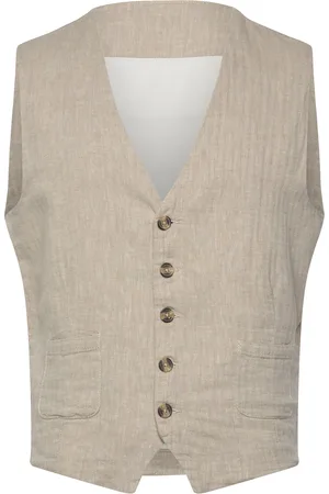Lindbergh Cotton Linen Waistcoat Habitvest Beige