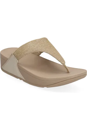 FitFlop Lulu Shimmerlux Toe-Post Sandals Shoes Summer Shoes Sandals Flip Flops Beige