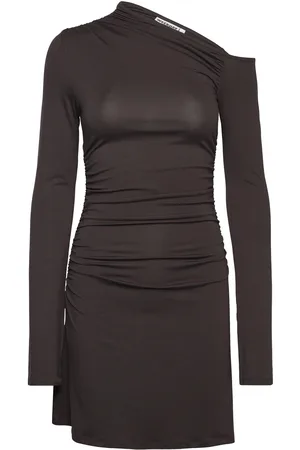 Weekday Gathered Mini Long Sleeve Dress Kort Kjole Brown