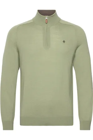 Morris Merino John Zip Tops Knitwear Half Zip Jumpers Green