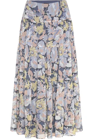 Ralph Lauren Floral Crinkle Georgette Tiered Skirt Skirts Maxi Skirts Blue