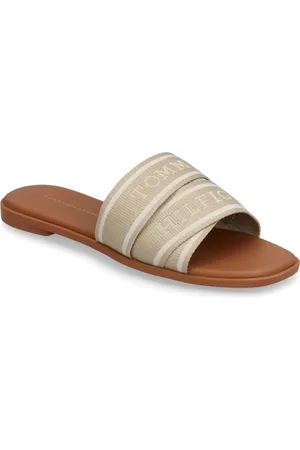 Tommy Hilfiger Webbing Mule Shoes Sandals Flat Sandals Beige