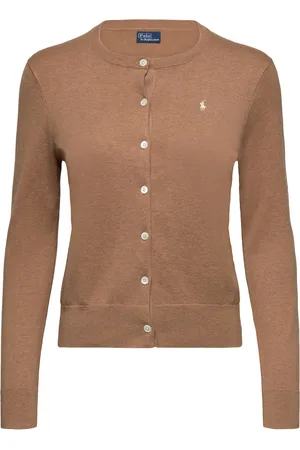 Ralph Lauren Cotton-Blend Cardigan Tops Knitwear Cardigans Brown