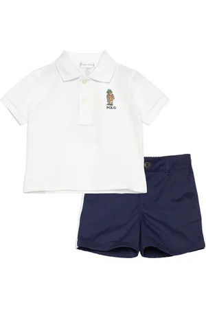 Ralph Lauren Bear Cotton Polo Shirt & Chino Short Set Sets Sets With Short-sleeved T-shirt White
