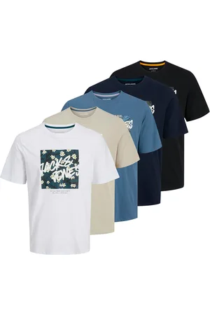 JACK & JONES Jjhawaii Shape Tee Ss Crew Neck 5Pk Mp Tops T-Kortærmet Skjorte Multi/patterned Jack & J S