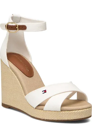Tommy Hilfiger Flag High Wedge Espad Crisscross Espadrillos Med Hæl Sandal White