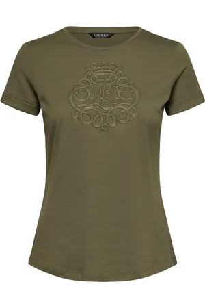Ralph Lauren Embroidered-Logo Cotton Jersey Tee Tops T-shirts & Tops Short-sleeved Khaki Green