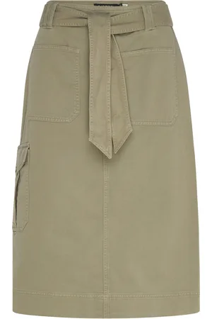Ralph Lauren Belted Cotton Twill Pencil Skirt Skirts Knee-length & Midi Skirts Khaki Green