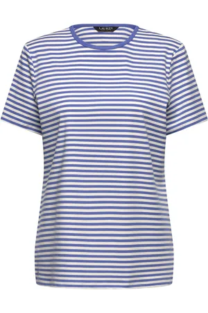 Ralph Lauren Striped Stretch Cotton Crewneck Tee Tops T-shirts & Tops Short-sleeved Blue