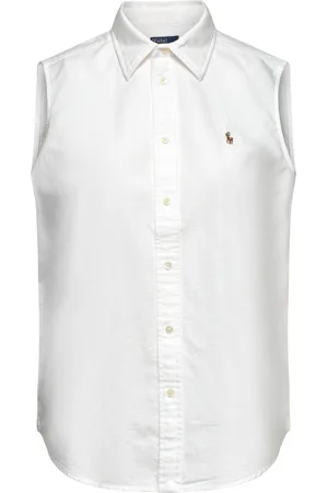 Ralph Lauren Classic Fit Sleeveless Oxford Shirt Tops Blouses Sleeveless White