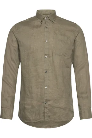 Lindbergh Pure Linen L/S Shirt Tops Shirts Linen Shirts Green