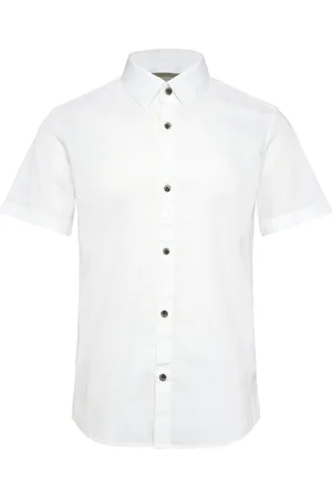 TOM TAILOR Cotton Linen Shirt Tops Shirts Short-sleeved Shirts White