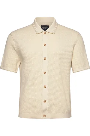 Abercrombie & Fitch Anf Mens Sweaters Tops Shirts Short-sleeved Shirts Cream