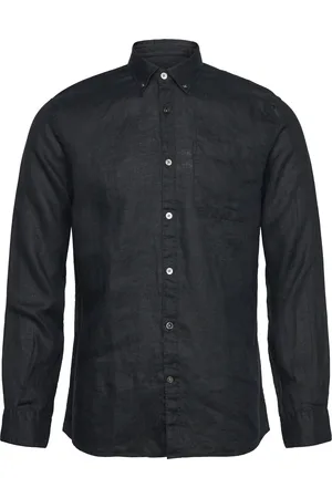 Lindbergh Pure Linen L/S Shirt Tops Shirts Linen Shirts Black