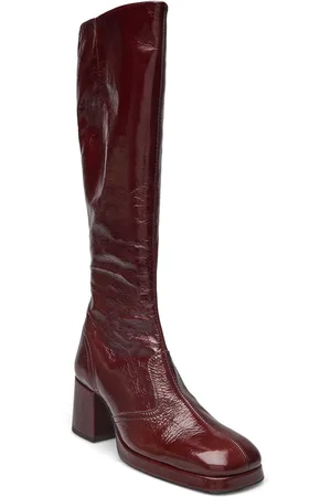 Miista Donna Crinkle Brown Tall Boots Shoes Boots Ankle Boots Ankle Boots With Heel Red