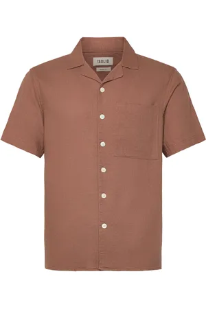 Solid Sdallan Cuba Tops Shirts Short-sleeved Brown