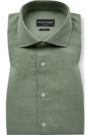 Bruun & Stengade Bs Ant Lli Casual Modern Fit Shirt Tops Shirts Business Shirts Green