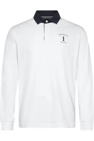 Hackett Heritage Ess Rugby Designers Polos Long-sleeved White