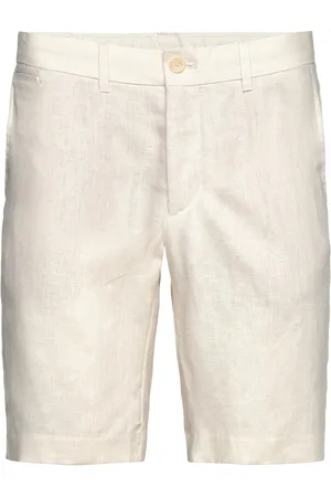 MANGO Slim-Fit 100% Linen Bermuda Shorts Bottoms Shorts Linen Shorts Cream