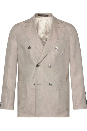 Oscar Jacobson Farris Patch Soft Blazer Suits & Blazers Blazers Double Breasted Blazers Beige