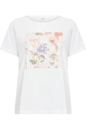 Cream Crtria T-Shirt Tops T-shirts & Tops Short-sleeved White