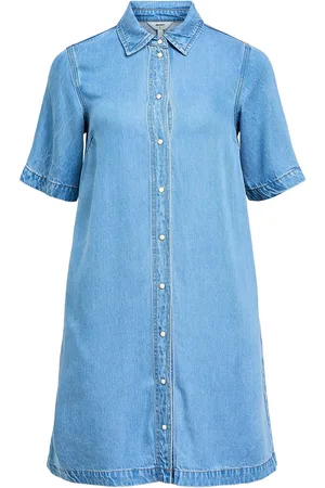 Object Objframe 2/4 Re Denim Dress Noos Knælang Kjole Blue