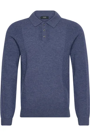 Reiss Kingsley Designers Knitwear Long Sleeve Knitted Polos Blue