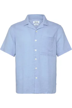 Solid Sdallan Cuba Tops Shirts Short-sleeved Blue