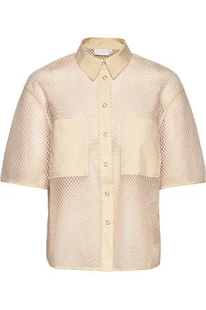 Coster Copenhagen Mesh Shirt Tops Shirts Short-sleeved Cream